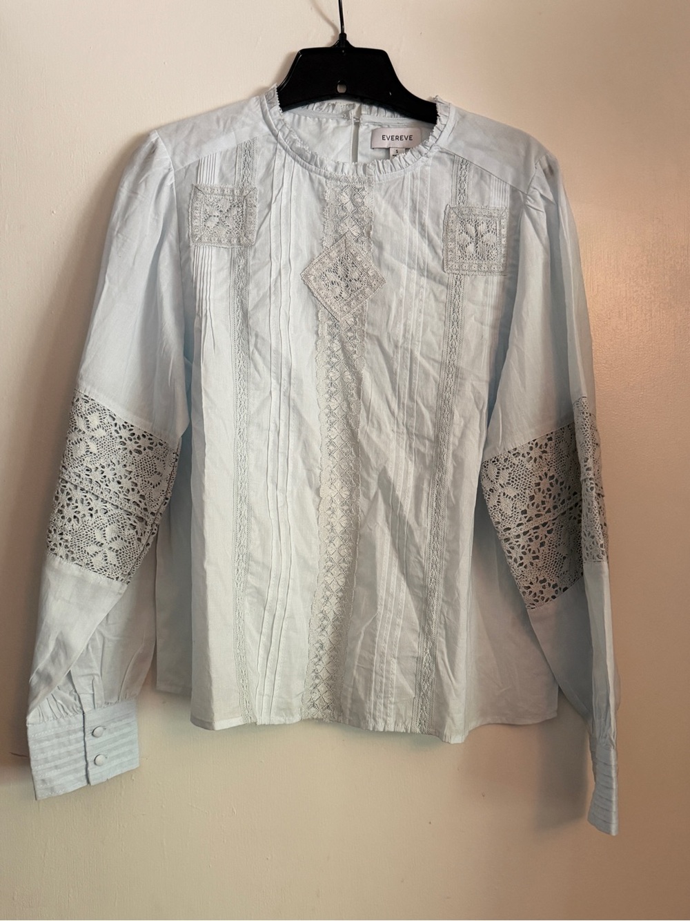 Evereve Pale Blue Ruffle Neck Blouse